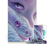 Puzzle Serpent Blanc et Fille 1000 Pièces Jeu de Construction Focus Zéro Espace Ajustement Parfait Activité Récompenseuse pour Les Jours de Pluie (50x75cm)