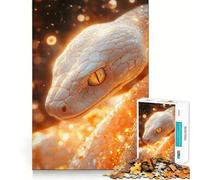Puzzle Serpent Blanc Gros Plan 1000 Pièces Entraînement Cérébral Amusant Découpe Claire Composants Robustes Divertissement Captivant pour des Moments de détente à la Maison (50x75cm)