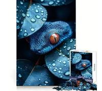 Puzzle Serpent Bleu aux Yeux Orange 1000 Pièces pour Adolescents Exercice Cognitif Stimulation Douce Bords sans Arêtes Vives Cadeau Significatif (38X26CM)