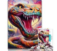 Puzzle Serpent coloré de 1 000 pièces pour Adultes et Adolescents, Difficile à compléter mais Amusant et Humoristique avec Une Affiche Assortie et Une Feuille de Questions-réponses 38x26cm