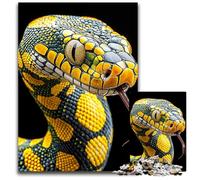 Puzzle Serpent Jaune et Noir 1000 pièces en Bois pour Adolescents et familles. Décoration DIY Parfaite et défi cérébral 1000 pièces (38 x 26 cm)