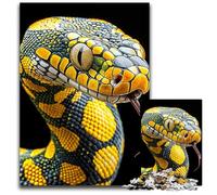 Puzzle Serpent Jaune et Noir 1000 Pièces pour Adultes Puzzle en Bois Décoration Idéale pour la Maison ou Le Bureau pour Noël 1000 PCS (75x50cm)