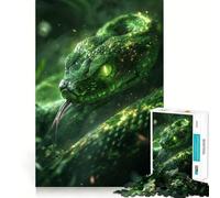 Puzzle Serpent Néon Vert pour Adolescents, 1000 Pièces, Jeu de Logique Mentale, Soulagement de l'Anxiété, Découpe Ferme, Cadeau d'anniversaire (50x75cm)