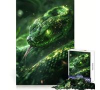Puzzle Serpent Néon Vert pour Adolescents, 1000 Pièces, Jeu de Logique Mentale, Soulagement de l'Anxiété, Découpe Ferme, Cadeau d'anniversaire (50x75cm)