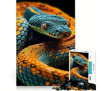 Puzzle Serpent Orange et Vert 1000 Pièces pour Adultes Jeu Cognitif et de Partage Motif à Assembler Cadeau de Noël (50x75cm)