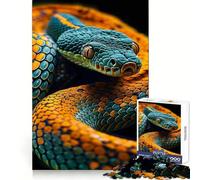 Puzzle Serpent Orange et Vert 1000 Pièces pour Adultes Jeu Cognitif et de Partage Motif à Assembler Cadeau de Noël (50x75cm)