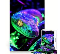 Puzzle Serpent Vert Néon Violet 1000 Pièces pour Adultes Jeu de Logique Solide Anti-Stress Bords Transparents (50x75cm)