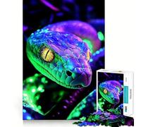 Puzzle Serpent Vert Néon Violet 1000 Pièces pour Adultes Jeu de Logique Solide Anti-Stress Bords Transparents (50x75cm)