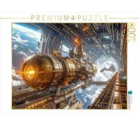 Puzzle · Service de Navette sur Une Station Spatiale en orbite | Steampunk Dans l'espace avec du laiton · 1000 pièces · Format assemblé 64 × 48 cm · CALVENDO Puzzle