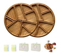 Puzzle Serving Tray Wood Food, Funny Puzzle Shaped Serving Tray with 8 Removable Compartments Funny Food Wooden Plates for Coffee Table, Party, Kitchen (2PCS,9.84 * 1.18in)
