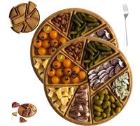 Puzzle Serving Tray Wood Food with 8 Removable Compartments, Funny Puzzle Serving Tray Wood, Can Hold Fruits, Nuts, Meats and sauces, for Coffee Table, Living Room,Picnic (Large * 2Pcs)