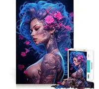 Puzzle Sexy Floral néon Fille pour Adultes 1000 pièces Jouet Intelligent et apaisant Découpe précise Pièce de Collection 38x52cm