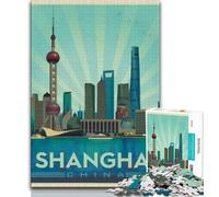Puzzle Shanghai 1000 pièces pour Adultes et Adolescents, Anti-Stress, défi Difficile, renforce l'amour Entre Couples 50x75cm
