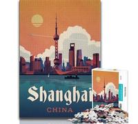 Puzzle Shanghai 1000 pièces pour Adultes et Adolescents, Jeu de Quiz, décoration Murale, Cadeaux d'anniversaire et de Noël Uniques 38x26cm