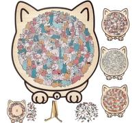 Puzzle Shaped Cat | 135 pièces Colored Cat Shaped Wooden Puzzle | Framed by Adorable Cats Outline Puzzles | Animal Cats Wooden Puzzles Pieces Decor for C-at Lovers