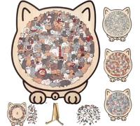 Puzzle Shaped Cat | 135 pièces Colored Cat Shaped Wooden Puzzle | Framed by Adorable Cats Outline Puzzles | Animal Cats Wooden Puzzles Pieces Decor for C-at Lovers