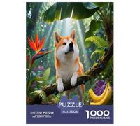 Puzzle Shiba Inu 1000 Pièces pour Adultes Et Enfants, Jeu Ludique Et Instructif, Puzzle Chien Jungle Tropicale, Home Decor, Cadeau Famille 38x26cm/1000pcs
