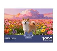 Puzzle Shiba Inu 1000 Pièces pour Adultes Et Enfants, Plaisir Partagé en Famille, Jeu Éducatif, Casse-tête Mer Chrysanthèmes, Home Decor, Idée Cadeau 38x26cm/1000pcs