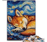 Puzzle Shiba Inu Ciel Nocturne 1000 Pièces pour Adultes et Adolescents, Jouet Éducatif, Jeux Familiaux Amusants, Décoration Intérieure Unique (50x75cm)