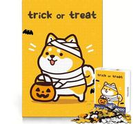 Puzzle Shiba Inu Momie Halloween pour Adolescents 1000 pièces Exercice cérébral apaisant Découpe de précision Cadeau Festif (50x75cm)