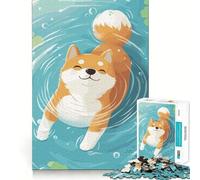 Puzzle Shiba Inu Nageur 1000 Pièces pour Adolescents Jeu de Logique Claire Loisirs Faciles Découpe Parfaite Cadeau d'anniversaire 38x52cm