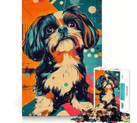 Puzzle Shih Tzu Pop Art 1000 pièces pour Adolescents Amélioration de la mémoire Détente et Amusement garantis Collection d'œuvres d'art aux découpes nettes 38x52cm
