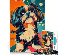 Puzzle Shih Tzu Pop Art 1000 pièces pour Adultes, Cadeau, Jeu de logique et de résolution d'énigmes, Anti-Stress, découpe précise, liste de souhaits du Père Noël 50x75cm