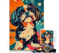 Puzzle Shih Tzu Pop Art 1000 pièces pour Adultes, Cadeau, Jeu de logique et de résolution d'énigmes, Anti-Stress, découpe précise, liste de souhaits du Père Noël 50x75cm