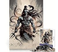 Puzzle Shiva, divinité hindoue, 1000 pièces pour Adolescents, Jouet Stimulant la logique et apaisant, œuvre d'art de qualité supérieure à Collectionner 38x26cm