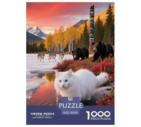 Puzzle Sibérien 1000 Pièces pour Adultes Et Enfants, Jeu Ludique Et Instructif, Puzzles Chat Ours Brun Loup, DéCoration, Cadeau Adulte 70x50cm/1000pcs