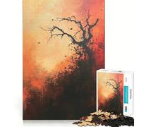 Puzzle Silhouette Arbre Coucher de Soleil pour Adultes 1000 Pièces Jeu de Réflexion Amusant à Jouer Ensemble Découpe de Précision Cadeau Unique 50x75cm