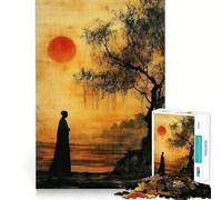 Puzzle Silhouette au Coucher du Soleil pour Adolescents, 1000 pièces, Jeu d'éveil, activité à Domicile, découpe de précision, décoration Murale 38x52cm