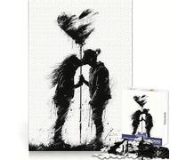 Puzzle Silhouette Baiser avec Cœur 1000 Pièces pour Adolescents Jeu de Détente Mentale Modèle à Assembler Liste de Souhaits du Père Noël 50x75cm