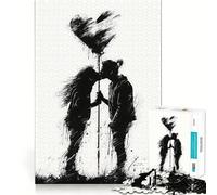 Puzzle Silhouette Baiser avec Cœur 1000 Pièces pour Adolescents Jeu de Détente Mentale Modèle à Assembler Liste de Souhaits du Père Noël 50x75cm