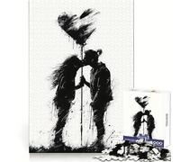 Puzzle Silhouette Baiser avec Cœur 1000 Pièces pour Adolescents Jeu de Logique Mentale Anti-Stress Découpe Ferme Cadeau de Père Noël 38x52cm