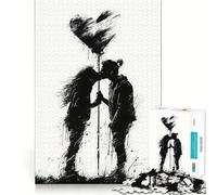 Puzzle Silhouette Baiser avec Cœur 1000 Pièces pour Adolescents Jeu de Logique Mentale Anti-Stress Découpe Ferme Cadeau de Père Noël 38x52cm