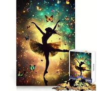 Puzzle Silhouette Ballerine avec Papillons 1000 Pièces pour Adolescents Jeu de Logique Fine Passe-Temps Calme Pièce de Collection Art aux Bords Soignés 50x75cm