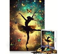 Puzzle Silhouette Ballerine avec Papillons 1000 Pièces pour Adolescents Jeu de réflexion Intelligent Amusant et paisible Cadeau de Noël idéal 38x52cm