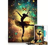 Puzzle Silhouette Ballerine avec Papillons 1000 Pièces pour Adolescents Jeu de réflexion Intelligent Amusant et paisible Cadeau de Noël idéal 38x52cm