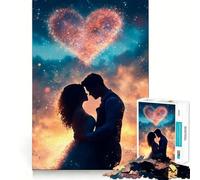 Puzzle Silhouette Couple Amour 1000 Pièces Adultes Cadeau Stimulant Cérébral Jeu d'Assemblage Artistique Cadeau Souvenir 38x26cm