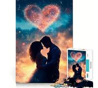 Puzzle Silhouette Couple Amour Adolescent 1000 Pièces Jeu de Logique et de Développement Familial Cadeau de Qualité Supérieure 50x75cm