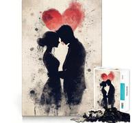 Puzzle Silhouette Couple Amoureux 1000 Pièces pour Adolescents Jeu Intelligent Découpe Précise Cadeau Saisonnier 50x75cm