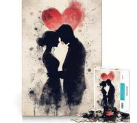 Puzzle Silhouette Couple Amoureux pour Adolescents 1000 pièces Activité de réflexion à Domicile Bords précis Cadeau Festif 38x26cm