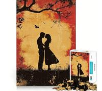 Puzzle Silhouette Couple Coucher de Soleil pour Adolescents, 1000 Pièces, Jeu de Réflexion, Activité à Domicile, Découpe Précise, Décoration Murale 50x75cm