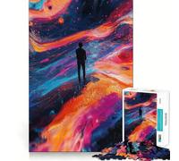 Puzzle Silhouette dans Un Paysage Abstrait pour Adolescents, 1000 pièces, Jeu de logique mentale, Anti-Stress, découpe Ferme, Cadeau de Noël 38x52cm