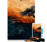 Puzzle Silhouette d'arbre sur Falaise pour Adultes 1000 Pièces Jeu de Réflexion Amusant à Jouer Ensemble Découpe de Précision Cadeau Unique 38x26cm