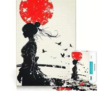 Puzzle Silhouette de Femme Samouraï pour Adolescents 1000 Pièces Jeu de Logique Fine Passe-Temps Calme Bordure Soignée Pièce de Collection Art 38x52cm