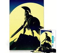 Puzzle Silhouette de Guerrier Spartiate 1000 pièces pour Adolescents, Jouet Mental Anti-anxiété, découpe Premium, Cadeau élégant 38x26cm