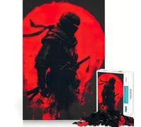 Puzzle Silhouette de Ninja avec Lune Rouge 1000 Pièces pour Adolescents Jeu de Logique Clair Loisirs Faciles Découpe Parfaite Cadeau d'anniversaire 50x75cm