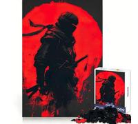 Puzzle Silhouette de Ninja avec Lune Rouge 1000 Pièces pour Adolescents Jeu de Logique Clair Loisirs Faciles Découpe Parfaite Cadeau d'anniversaire 50x75cm